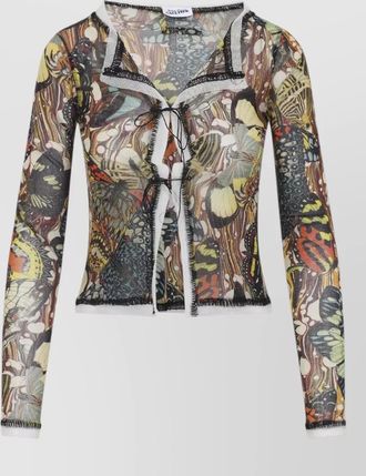 Jean Paul Gaultier printed mesh slim-fit long-sleeve cardigan