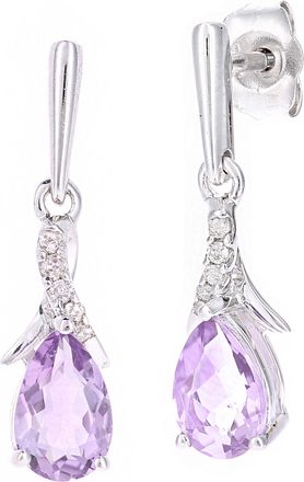 Diamant L'&eacute;ternel Womens 9ct White Gold 0.71ct Amethyst and 0.04ct Diamond Earrings - One Size