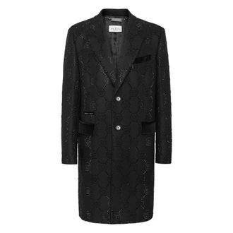 Philipp Plein Wollen Jas Monogram - Heren - Mantel - Zwart - XL - Wol - Jassen