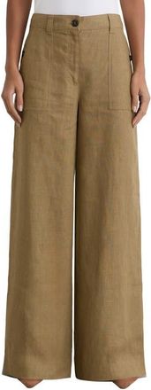 Reiss Ashby Wide Leg Linen Pants in Light Khaki Gre at Nordstrom, Size 10 Us