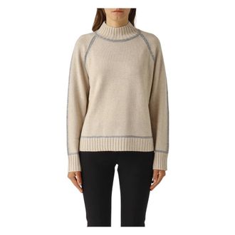 Max Mara Truien & Vesten, Dames, Beige, L, Wol, Pescara Turtleneck Sweater