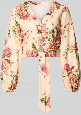 Guess Cropped Bluse aus Leinen-Viskose-Mix Modell SHIRLEY in Rosa, Gr&ouml;&szlig;e XL