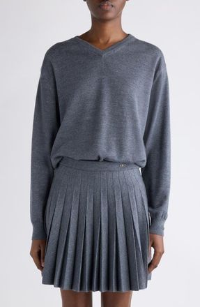 Balenciaga Wool V-Neck Sweater in 1167 Heather Grey at Nordstrom, Size X-Small