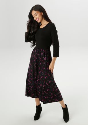 Aniston Midikleid ANISTON SELECTED, Damen, Gr. 38, N-Gr, schwarz (schwarz, pink, lila, orange, khaki), Jersey, Obermaterial: 95% Viskose, 5% Elasthan, gebl&uuml;mt