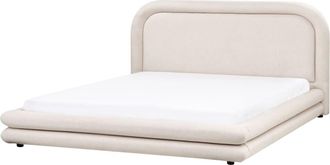 Beliani Cama matrimonial de tejido beige 180x200