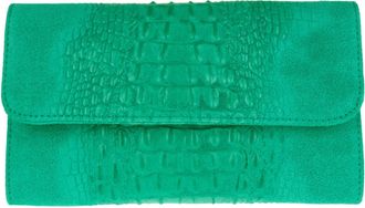 Girly HandBags Girly HandBags Croc Suede Clutch Bag Italian Leather - Turquoise(Size: W 26, H 15, D 3 cm (W 10.5, H 6, D 1.5 inches))