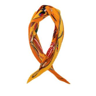 Herm&egrave;s Pre-owned Les Folies du Ciel Sjaal - Dames - Vintage Accessoires - Oranje - ONE Size - Vintage