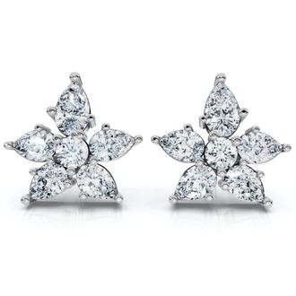 Pompeii3 2Ct Pear Shape Cluster Diamond Earrings 14k Gold Lab Grown Womens