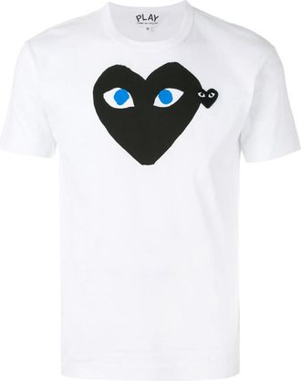 Comme Des Gar&ccedil;ons White Crewneck Double Logo T-shirt