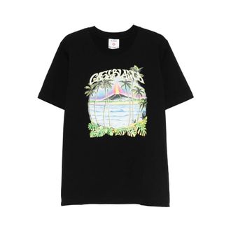 Casablanca T-Shirts, male, Black, Size: 3XL Volcano Short Sleeve T-shirt