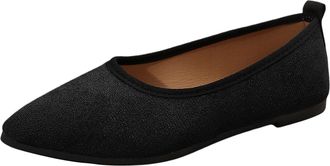 Generic Womens Fashion Suede Pointed Toe Slip On Flat Casual Comfortable Walking Footwear Lightweight Flexible Sole Design (Black, 6.5)