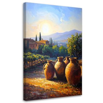 Feeby Cuadro En Lienzo, Toscana Vi&ntilde;edos Jarras Paisaje, 80x120