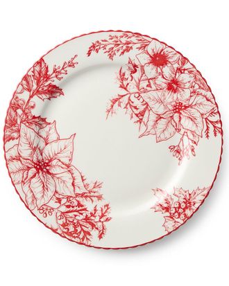 Certified International Crimson Noel Set Of 6 Dinner Plates