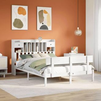 Berkfield Home Bookcase Bed without Mattress White 150x200 cm King Solid Wood Pine
