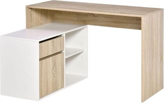 HOMCOM Homcom - L-Shaped Corner Computer Desk Study Table w/ Storage Shelf Drawer Office