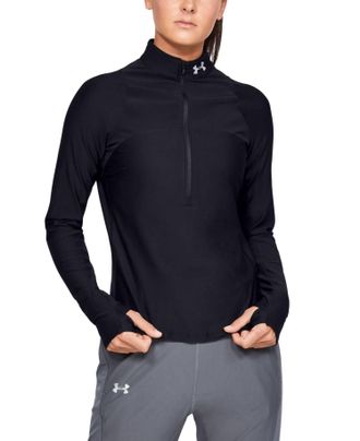 Under Armour Qualifier Half-Zip Running Top In Black Reflective