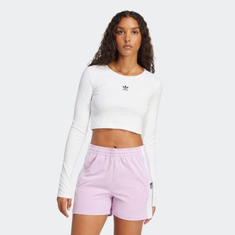 adidas Langarmshirt ADIDAS ORIGINALS ESS CROP LS, Damen, Gr. XXL, weiss (wei&szlig;), Obermaterial: 43% Baumwolle, 43% Viskose, 14% Elasthan, kurz, Rundhals, Shirt