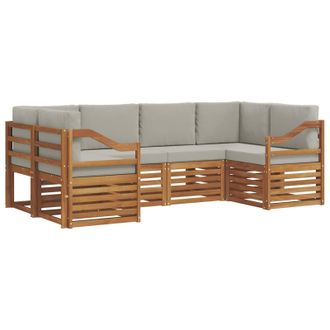 vidaXL Conjunto De Sof&aacute; Seccional Con Coj&iacute;n 6 Pcs Gris Natural Y Claro Vidaxl