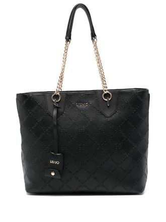 Liu Jo embossed chain-handles tote bag - Black
