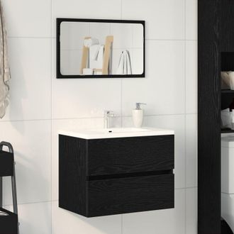 vidaXL Mobile Lavabo Rovere Nero 60x38,5x45 cm in Legno Multistrato - Vidaxl