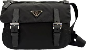 Prada Pre-owned Prada Saffiano Trimmed Tessuto Zip Double Buckle Messenger Bag Unisex M1GLRFF4UIKG1GYF