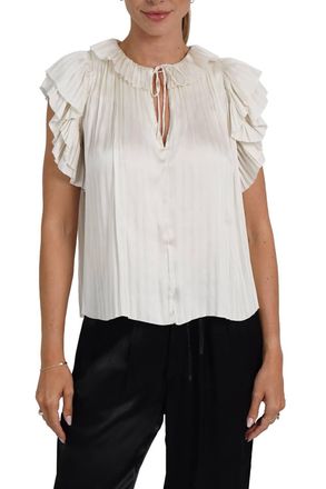 Love Token Daphne Flutter Sleeve Top In Pearl