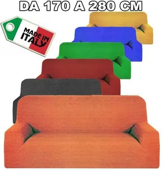 Trade Shop Trade Shop - Traesio - Copridivano 4 Posti Estendibile Da 170 A 280 Cm Copri Divano Elasticizzato Color - Arancione
