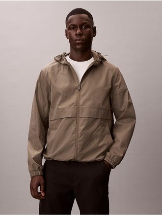 Calvin Klein Jeans Calvin Klein Mens Allover Emblem Logo Windbreaker Jacket - Green - 2XL
