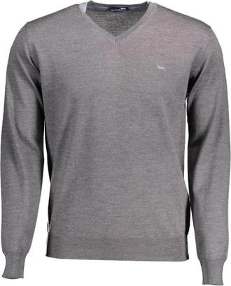 Harmont & Blaine V-hals trui van merinowol - Heren - V-hals truien - Grijs - 2XL - Wol - Truien & Vesten