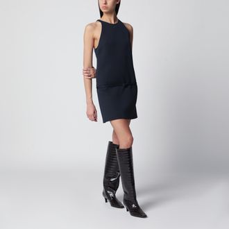 Courr&egrave;ges Miniabito a trapezio con cintura in twill navy