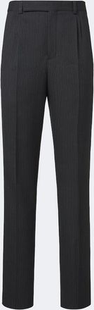 Saint Laurent Pantalones rectos de lana con raya diplom&aacute;tica