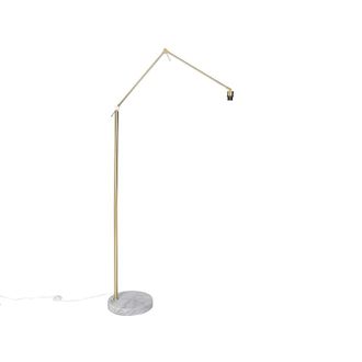 QAZQA Moderno L&aacute;mpara De Pie Moderna Dorada Regulable - Editor Acero Alargada Adecuado Para Led Max. 1 X 60 Watt - Qazqa