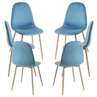 Regalos Miguel Packs Sillas Comedor - Pack 6 Sillas Teok Terciopelo - Verde Azulado