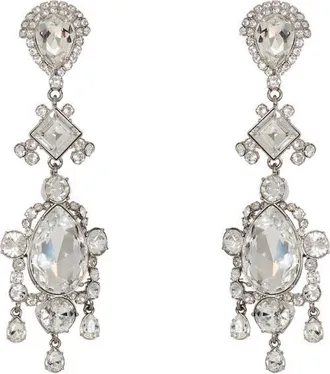 Balmain Brass and crystal pendant earrings in Silver at Nordstrom