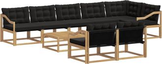 vidaXL Conjunto De Sof&aacute;s De Exterior 9 Uds. Blanco Y Negro Vidaxl