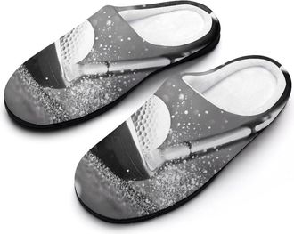 Generic Black And White Golf Mens Slippers Comfortable And Non-slip Cotton Slipper Shoe for House