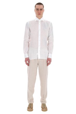 Barba Dandylife Line Solid Linen Tailored Shirt