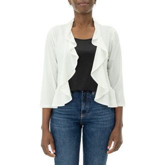 Nina Leonard Mesh Dot Bolero Cardigan in Ivory at Nordstrom Rack, Size X-Large