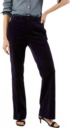 Ann Mashburn Lindy Straight Trouser In Eggplant Stretch Velveteen