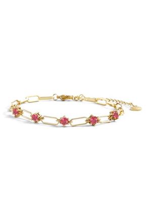 Mint & Lily Paperclip Bracelet with Gemstone Accents in July Ruby /7.5 at Nordstrom