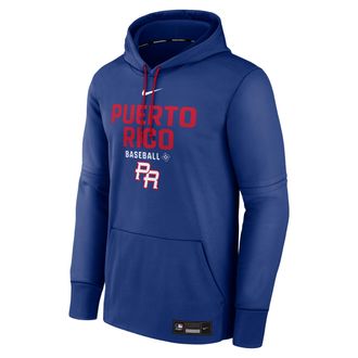 Nike Mens Puerto Rico National Baseball Team 2026 World Baseball Classic Authentic Collection Nike Therma Pullover Hoodie in Blue | NAC3199NWBR-ABV