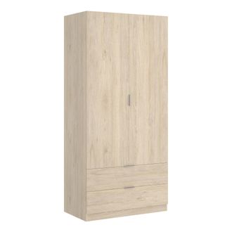 Dmora Dmora - Armario Pisanino, Perchero Para Dormitorio, Armario Con 2 Puertas Batientes Y 2 Cajones, 81x52h184 Cm, Roble