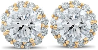 Pompeii3 2 5/8 Ct. Round Halo Diamond Studs 14k Yellow Gold Earrings