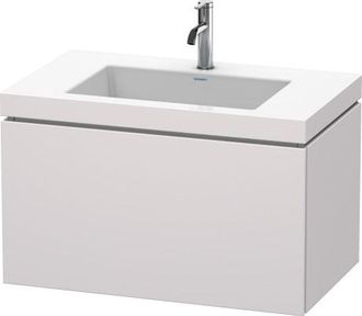 Duravit Lavabo Para Muebles Duravit L-cube C-bonded Con Base, Colgante, 80x48 Cm, 1 Extra&iacute;ble, Sin Rebosadero, 3 Agujeros Para Grifos, Color: Blanco Lila Seda