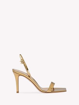 Gianvito Rossi Ribbon Stiletto 85 Sandal in Metallic Gold Leather at Nordstrom, Size 40.5