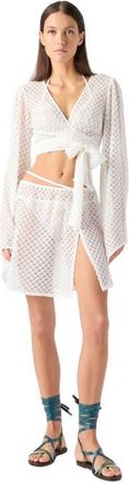 Missoni Mini Pareo Skirt In Lam&eacute; Viscose With Raschel Workmanship in White at Nordstrom, Size X-Small