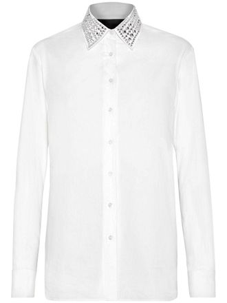 Philipp Plein Camicia con cristalli - Bianco