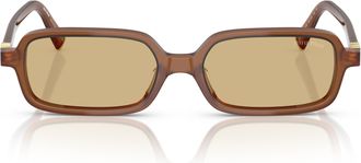 Miu Miu 0mu 11zs Translucent Brown Acetate Rectangular Sunglasses