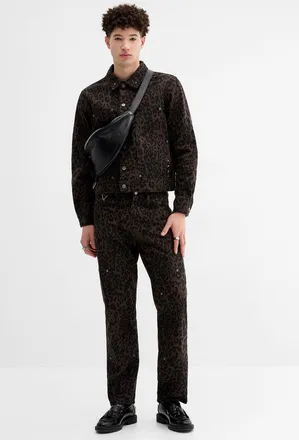 Project X Paris Mens Leopard-print double-knee jean Straight fit