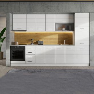 Dmora Alacena De Cocina Cochem, Mueble De Cocina 6 Estantes, Puerta Abatible, 2 Puertas, 60x58x214h Cm Blanco Brillante
